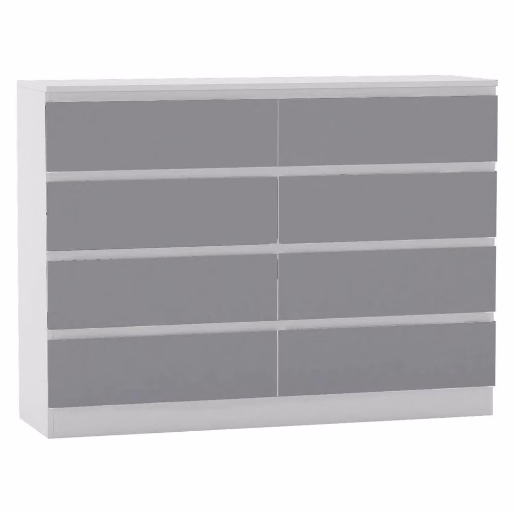 FORGEVIO Modern Wooden 8 Drawer Chest of Drawers in White and Grey – 2