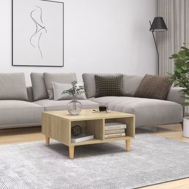 Berkfield Home Sonoma Oak Coffee Table in Brown, W/D/H: 60 x 60 x 30 cm – 1