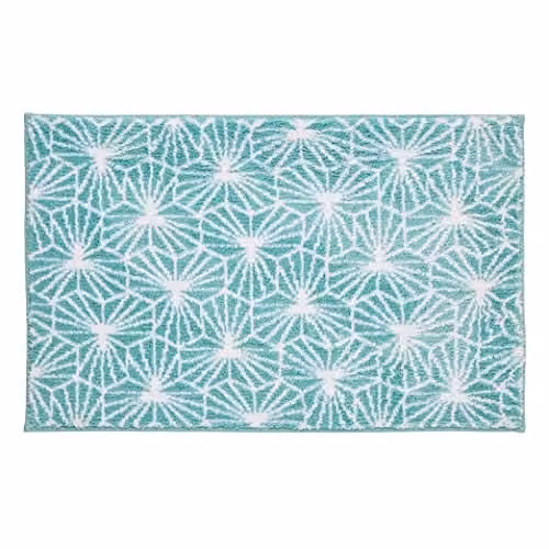 Allure Bath Fashions Geometric Design Non-Slip Microfibre Bath Mat, Blue, W: 50 cm, D: 80 cm – 1