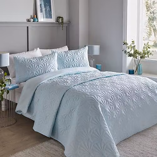 Serene Cavali Microfibre Duvet Cover and Pillowcase Set in Duck Egg Blue, W: 260 cm, D: 220 cm