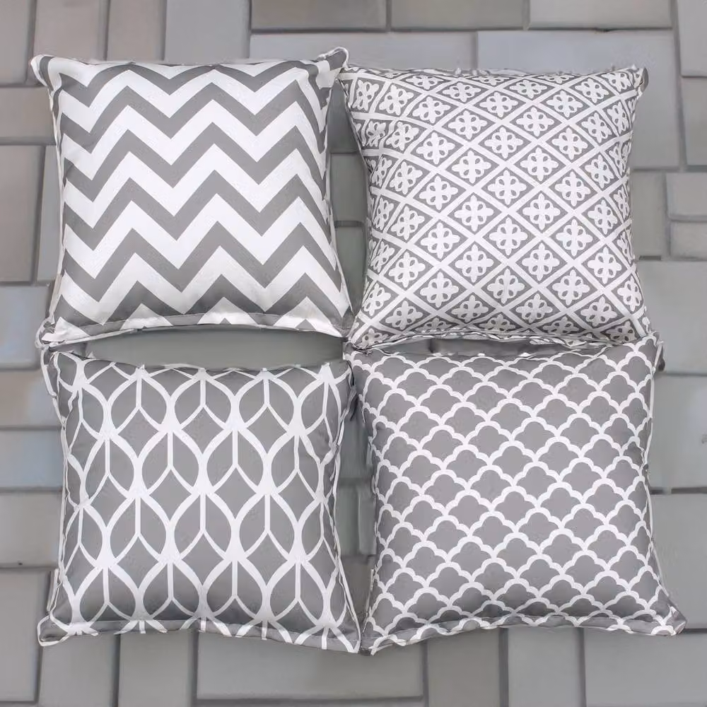 Oseasons Pack of 4 Stonewave Graphic Square Scatter Cushions in Grey and White, 45 x 45 cm – 2