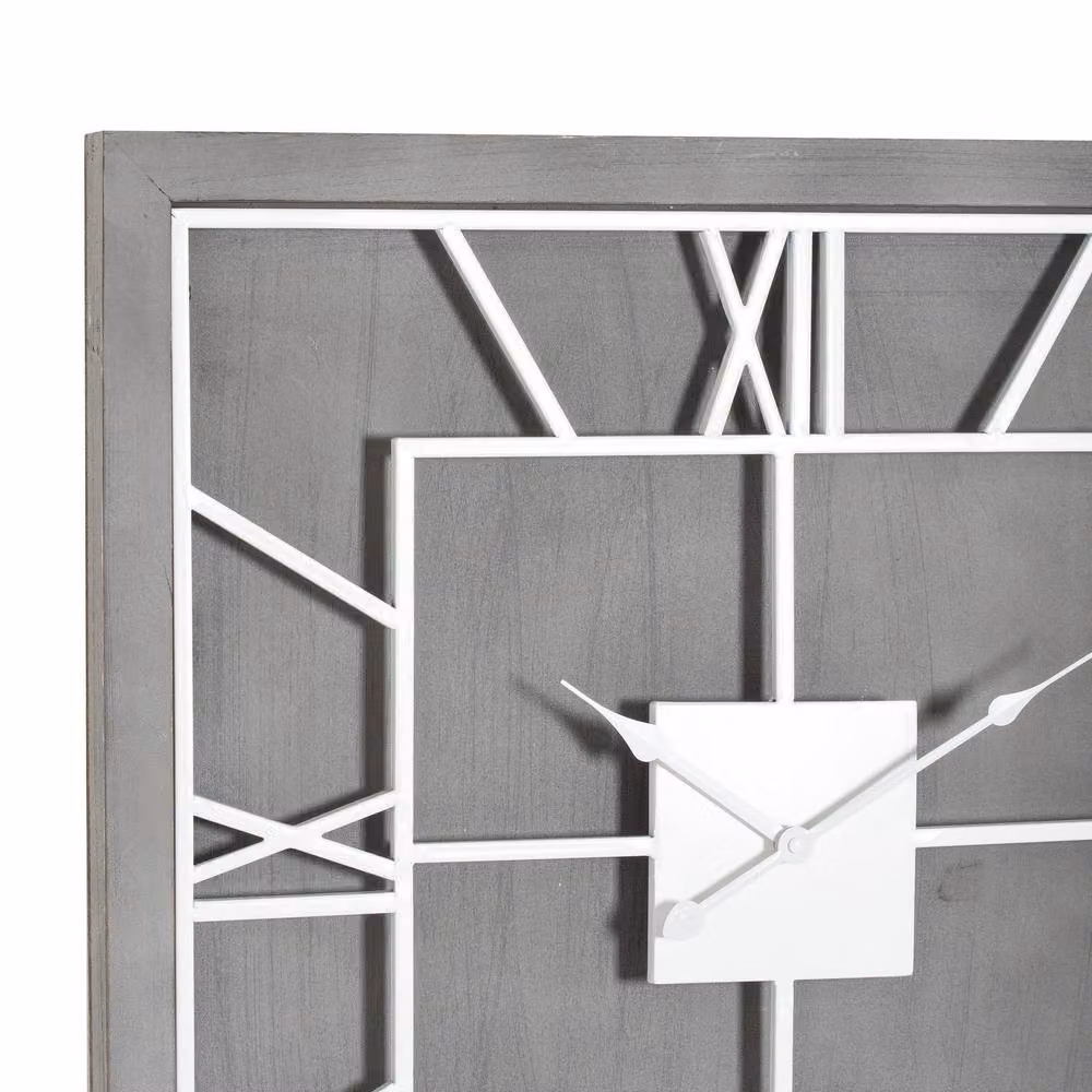 Wyld Haus Minimalist Square Analog Wall Clock in Silver, Grey and White – 3