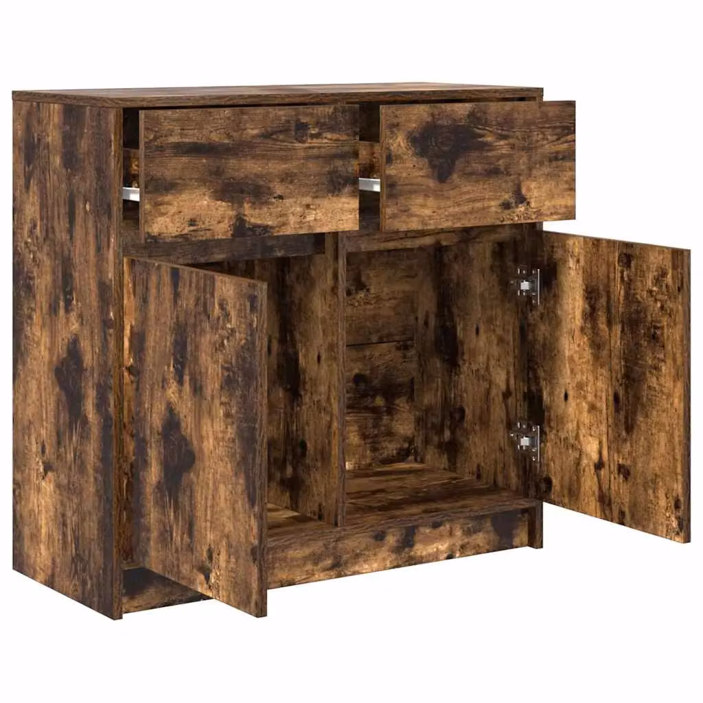 Berkfield Home Smoked Oak Sideboard with Drawer in Brown, W/D/H: 80 x 34 x 76 cm – 3