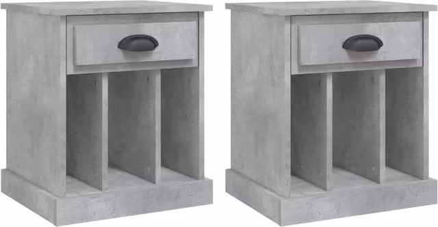 Berkfield Home Set of 2 Modern Wall Mounted Bedside Cabinets in Concrete Grey, W/D/H: 43 x 36 x 50 cm – 1