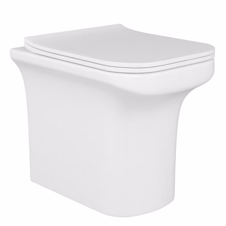 Royal Bathrooms Crosby White Ceramic Rimless Back to Wall Toilet Pan with Slim Soft Close Seat