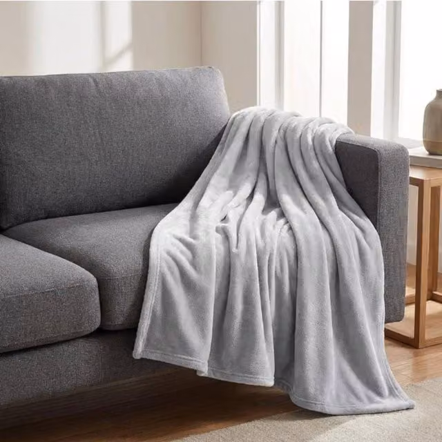 Garden Greatness Casa Classic Grey Plain Throw, W: 130 cm, D: 170 cm