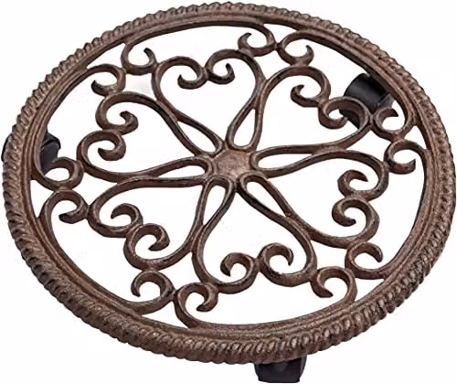 St Helens Home & Garden Cast Iron Planter Mover, Brown, Diameter: 29 cm – 1