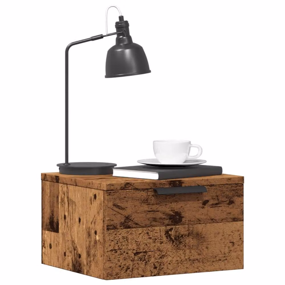 Berkfield Home Wall-mounted Bedside Cabinet in Brown Old Wood, W: 34 cm, D: 30 cm, H: 20 cm – 2