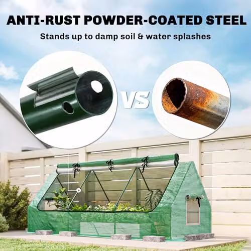 Outsunny Green Small Portable Polytunnel Greenhouse with Steel Frame and Plastic Cover, H 240 x W 90 x D 90 cm – 6