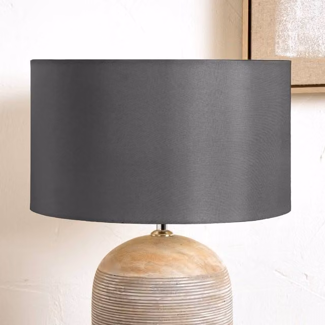 Ruma Grey Silk Lined Cylinder Shade for Floor Lamps, Diameter: 40.64 cm – 1