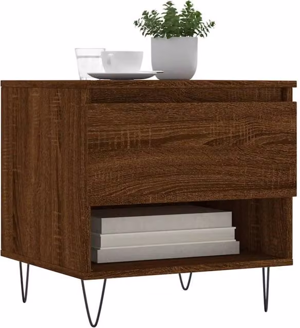 Berkfield Home Modern Coffee Table Set of 2, Brown Oak, W/D/H: 50 x 46 x 50 cm