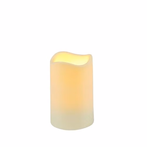 Lights4fun Solar Powered Warm White Flickering LED Pillar Candle, Ivory, H 11 cm x W 7.5 cm x D 7.5 cm – 2