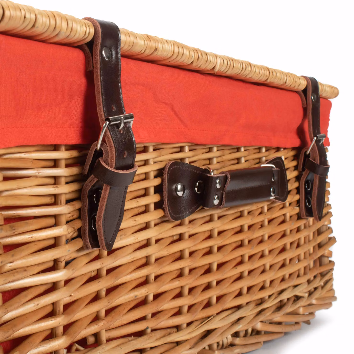 Red Wicker Picnic Basket Hamper with Cotton Lining – 3