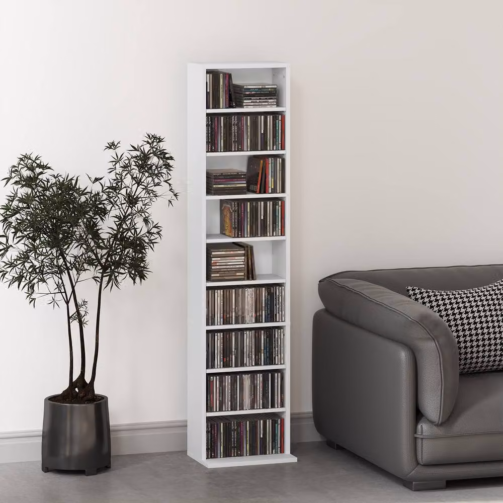 STILVORA CD Storage Unit in White with 6 Adjustable Shelves – 2