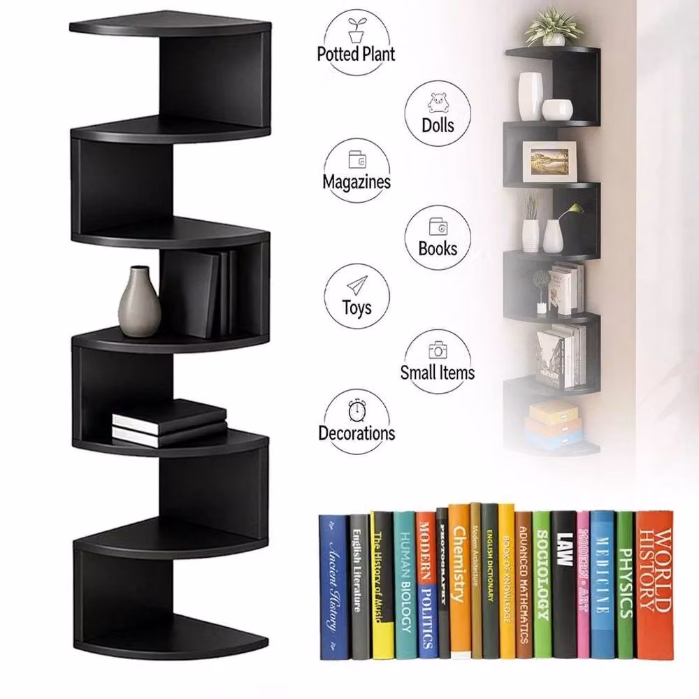FORGEVIO 7 Tier Black Matt Metal Wall Mounted Floating Storage Shelf – 2