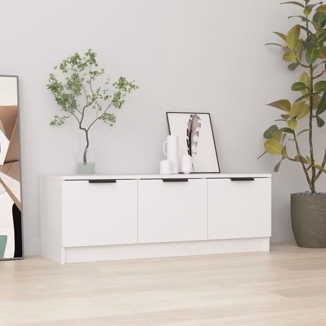 Berkfield Home White TV Cabinet in MDF, W: 102 cm, D: 35 cm, H: 36.5 cm