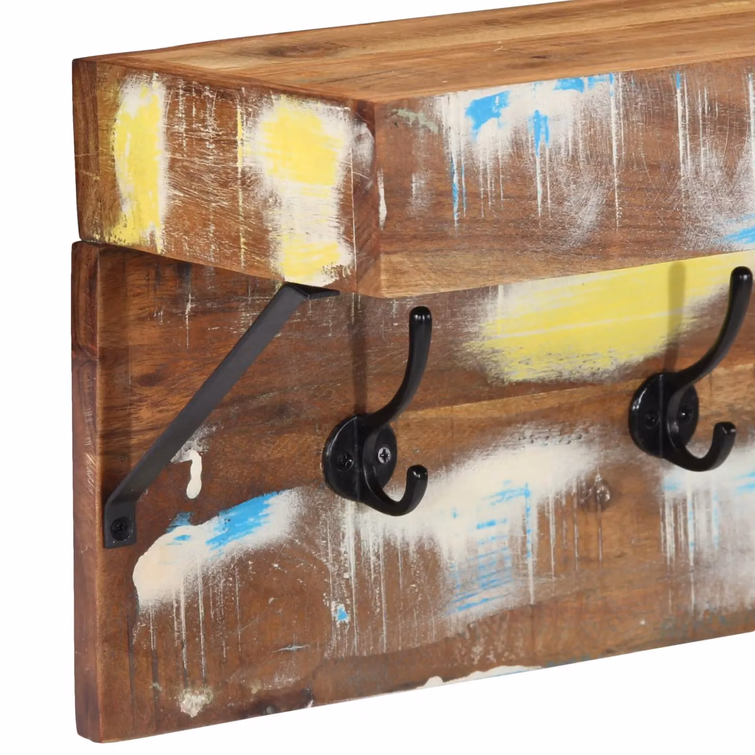 Berkfield Home Wall Mounted Coat Rack with Shelf in Brown Reclaimed Wood and Metal – 4