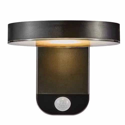 Nordlux Rica Solar LED Outdoor Wall Light in Black Plastic with Motion and Dusk Sensors, Warm White 3000k, IP44 – 2