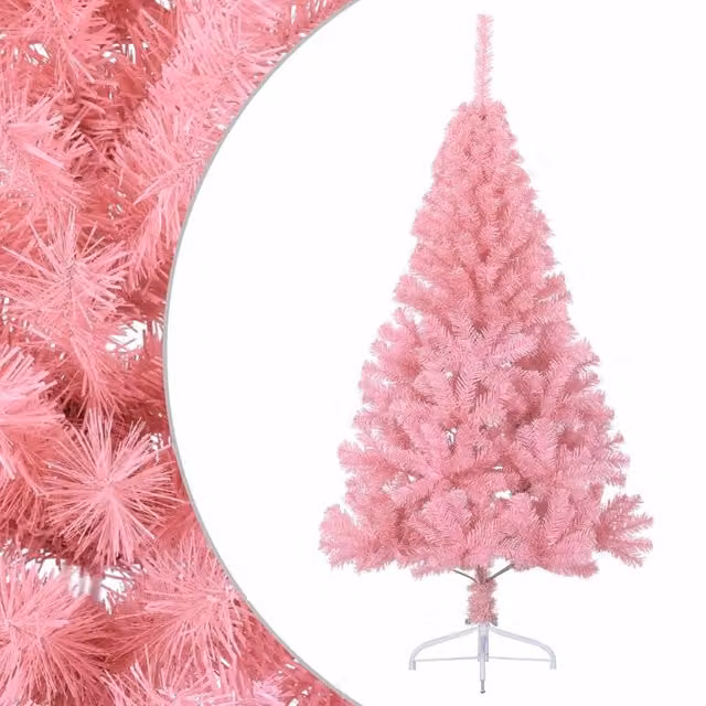 Berkfield Home Pink Artificial Half Christmas Tree with Stand, Height: 150 cm – 1