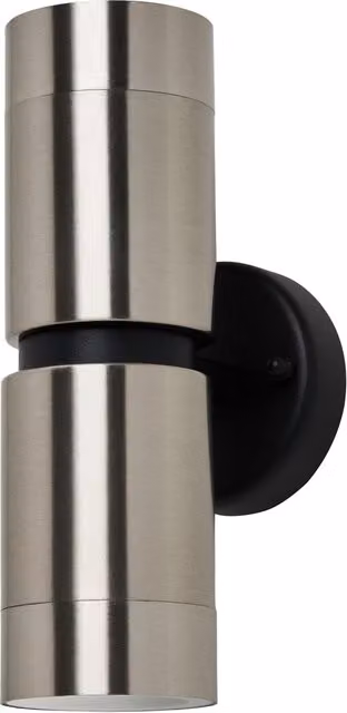 Litecraft Ansa Up and Down Outdoor Wall Light in Silver Stainless Steel