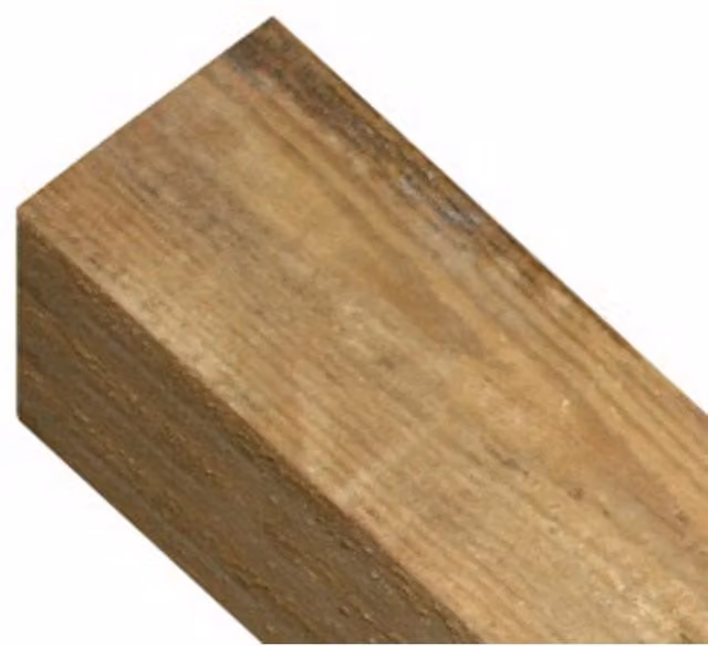 Burbage Iron Craft Square Top Post in Brown, Pressure Treated Redwood, W: 10 x 10 cm, H: 240 cm
