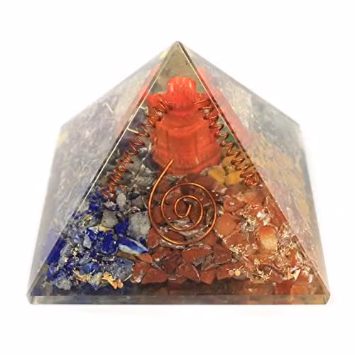 Ancient Wisdom Ganesh Large Orgonite Pyramid, Multicolour