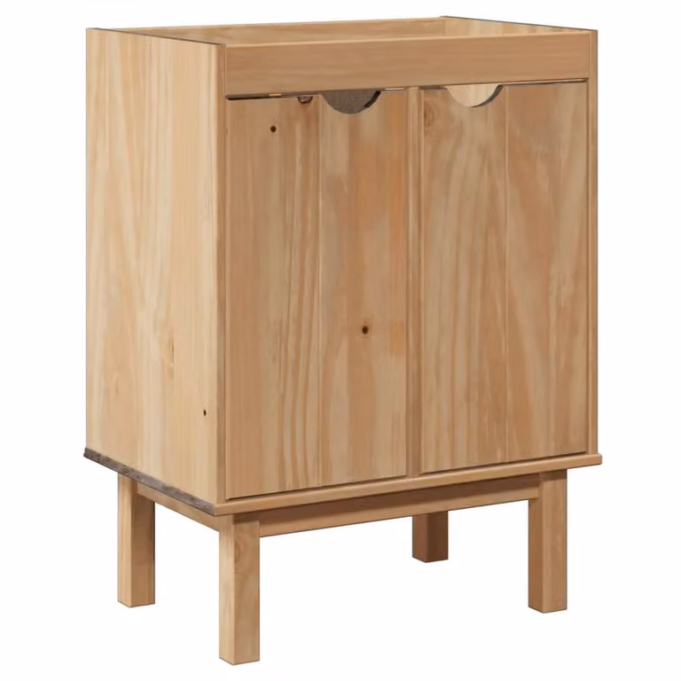 Berkfield Home OTTA Bathroom Sink Cabinet in Brown Solid Pine, W/D/H: 59 x 40 x 80 cm