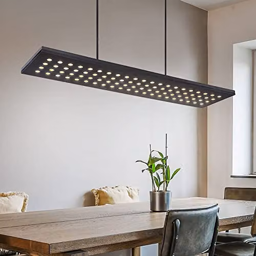 Netlighting Dolores Modern Rectangular LED Pendant Light in Black and Wood, W/D/H: 120 x 40 x 20 cm – 2