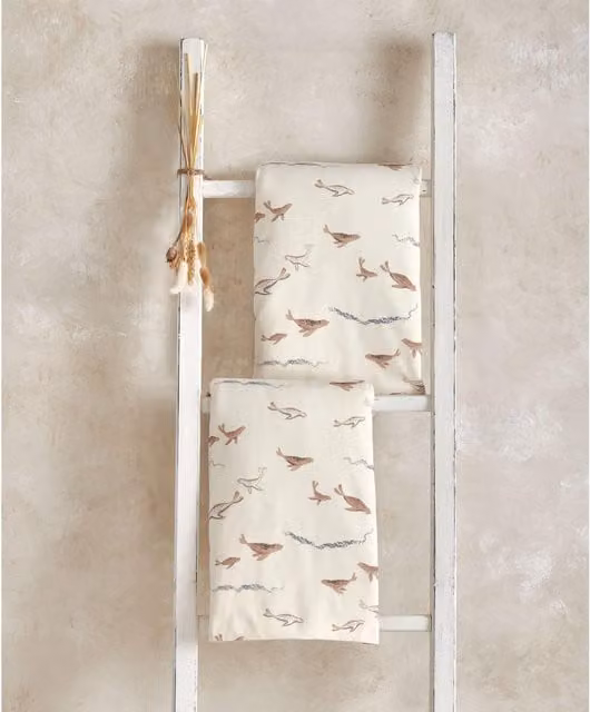 Mamas & Papas Pack of 2 Cotton Jersey Cotbed Fitted Sheets with Animal Graphic in Blue and Brown