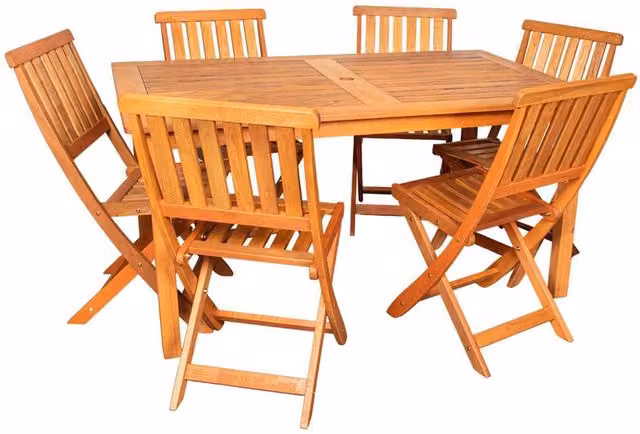 Samuel Alexander 6 Person Rectangular Brown Teak Wood Garden Patio Dining Table and Chairs Set – 2