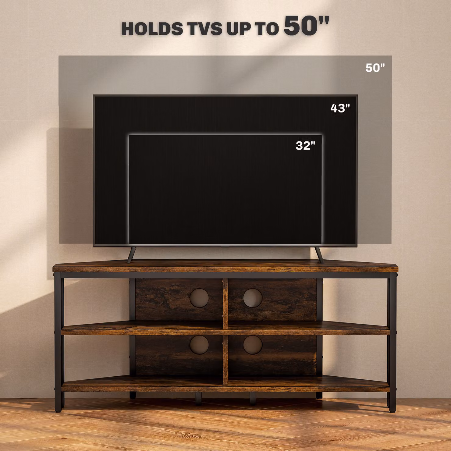 HOMCOM Industrial-Style Corner TV Unit in Black and Brown – 6