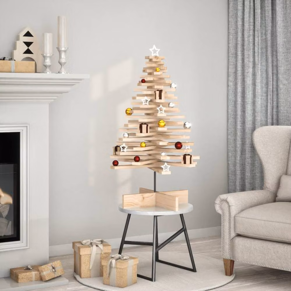 Berkfield Home Rustic Brown Solid Wood Pine Christmas Tree, Height: 100 cm – 2