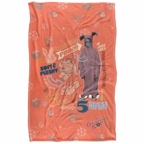 Warner Bros. A Christmas Story Pink Nightmare Super Soft Fleece Throw Blanket, W/D/H: 91 x 147 cm – 1