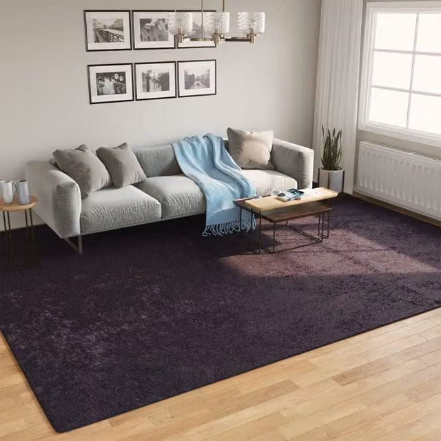 Berkfield Home Washable Anti Slip Round Rug in Anthracite and Black, Diameter: 100 cm
