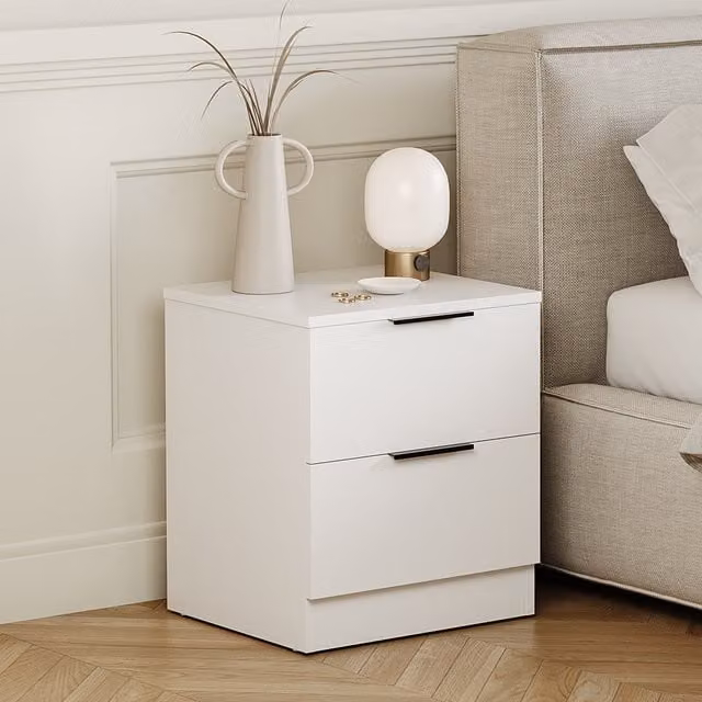 Vida Designs Trega 2 Drawer Bedside Chest in White