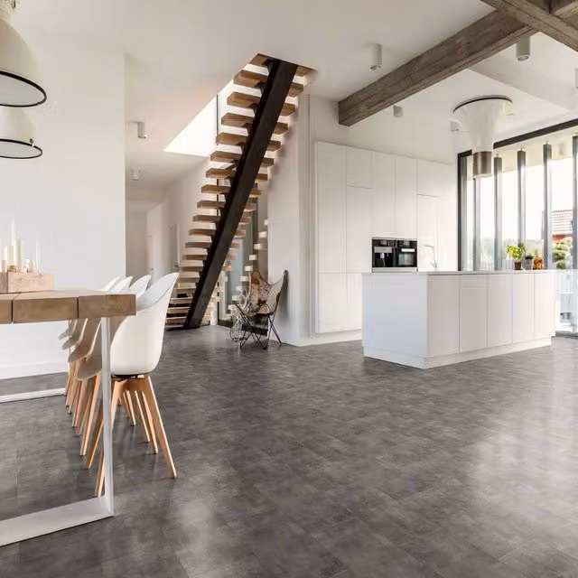 Luvanto Mid Grey Stone Effect Marbled Glue Down Luxury Vinyl Tile 2.5mm