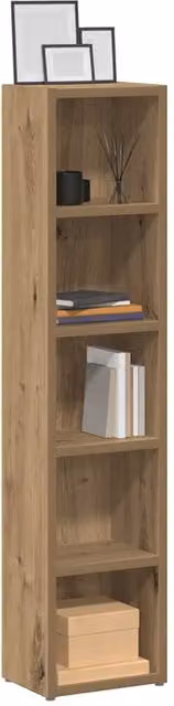 Berkfield Home Modern Artisan Oak CD Cabinets, 2 Piece Set in Brown, W/D/H: 21 x 16 x 93.5 cm – 1