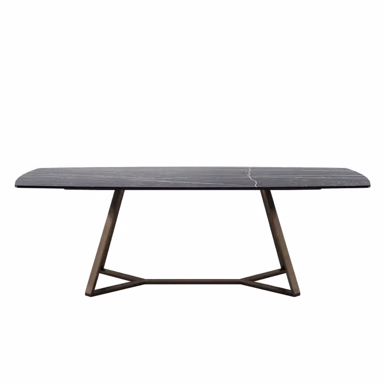 Dome Deco Veneto Rectangular Marble Dining Table in Black