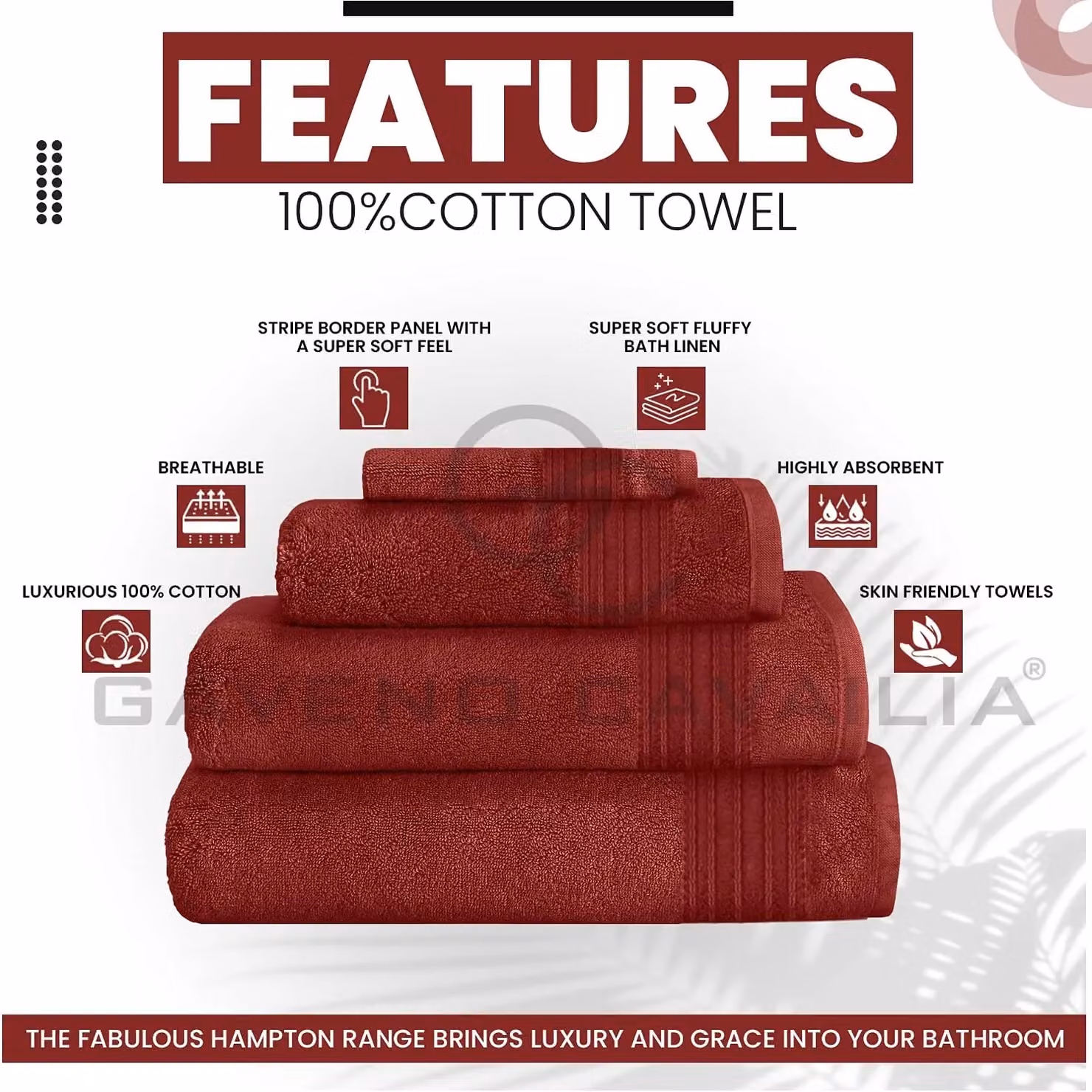 Gaveno Cavailia 4 Pack Hampton Red Cotton Towels – 2