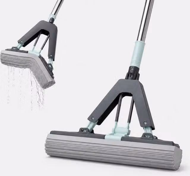 PAWNORA Flat Sponge Squeegee Floor Mop in Grey – 1