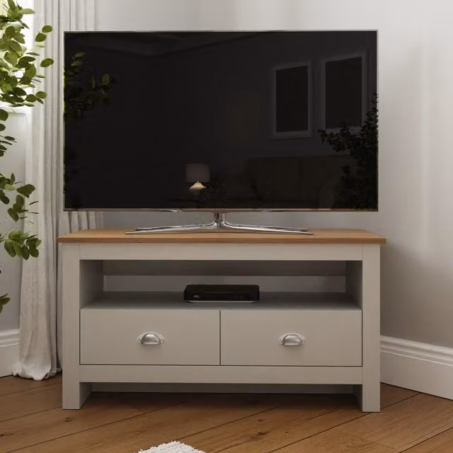 GFW Lancaster Corner TV Unit in Grey and Oak – 2