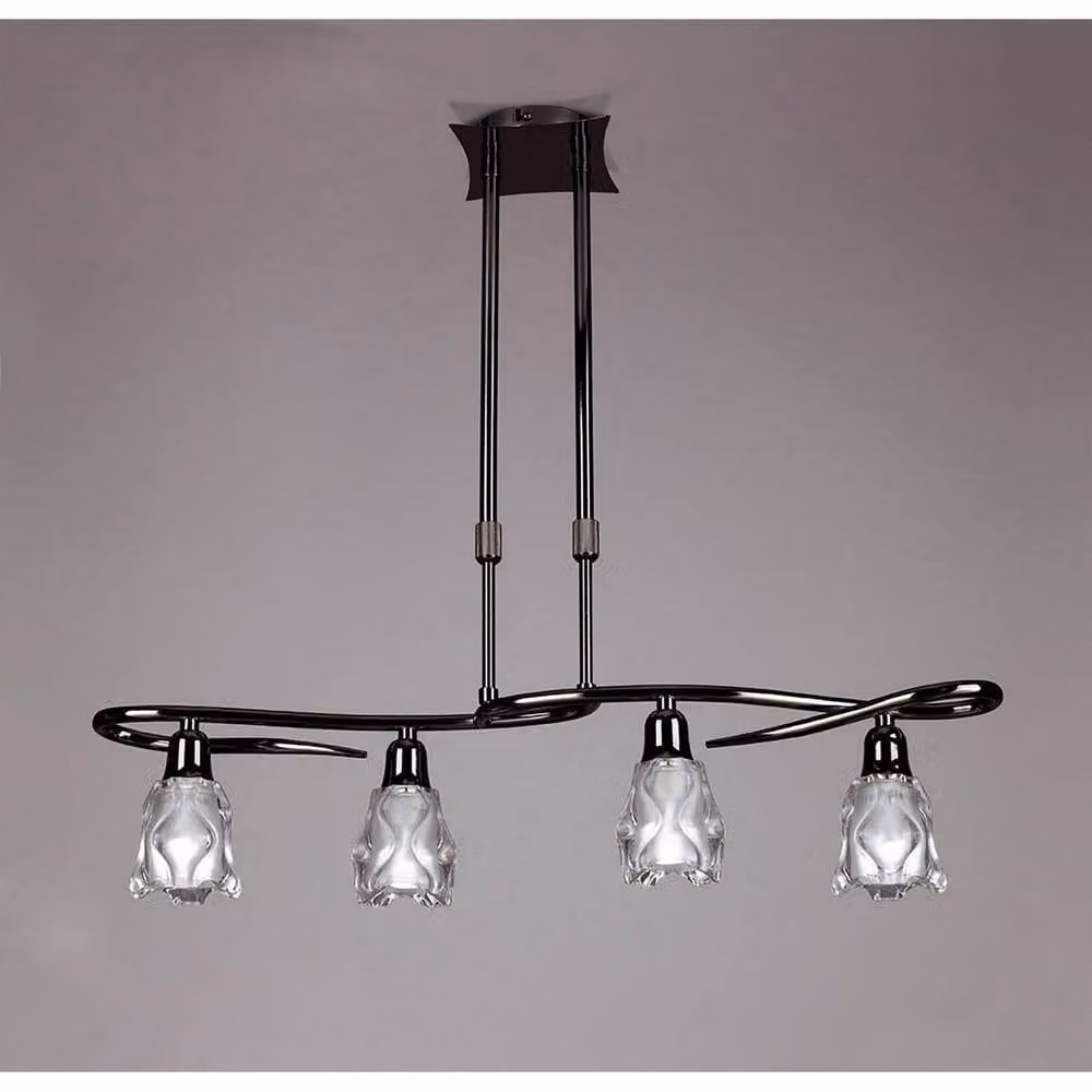 Netlighting Amel Telescopic 4 Light Bar Pendant in Black and Chrome with Transparent Glass – 2