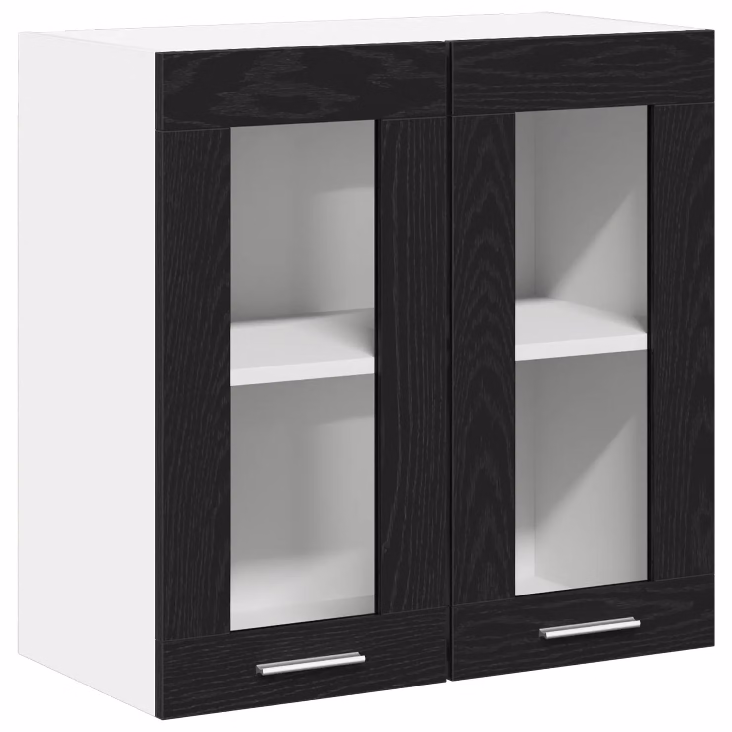 Berkfield Home Modern Wall Mounted Glass Cabinet in Black Oak, W/D/H: 60 x 31 x 60 cm – 2