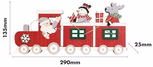 Netagon Red Battery Powered Wooden Christmas Train Tabletop Ornament – 2