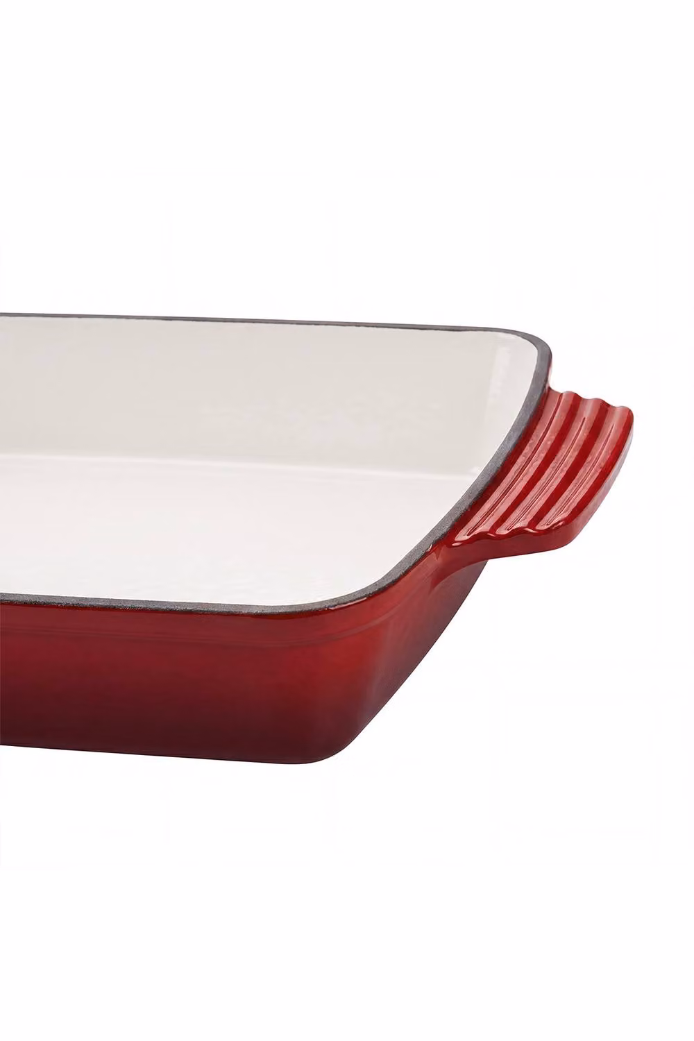 ExtraStar Enamelled Cast Iron Rectangular Casserole Dish with Lid and Dual Handles, Red – 6
