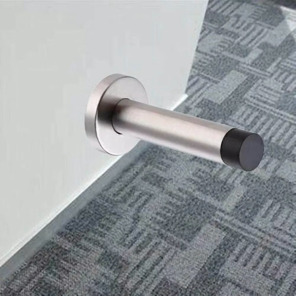 Havendro Set of 6 Wall Mounted Door Stops in Chrome Silver Metal and Rubber – 3