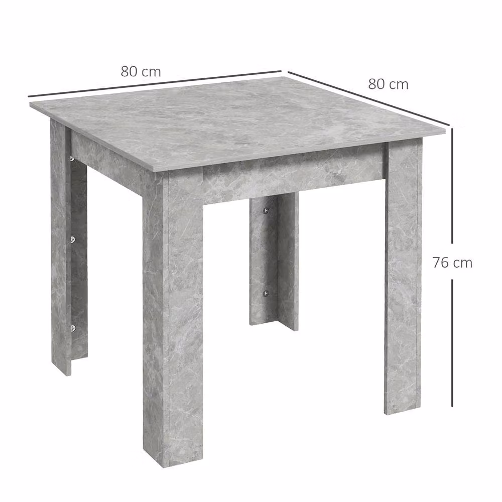 STILVORA Square Dining Table in Grey with Faux Cement Effect – 3