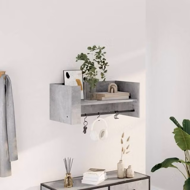 Berkfield Home Wall Mounted Cube Shelf in Grey Matt Engineered Wood W/D/H: 70.5 x 30.5 x 30.5 cm