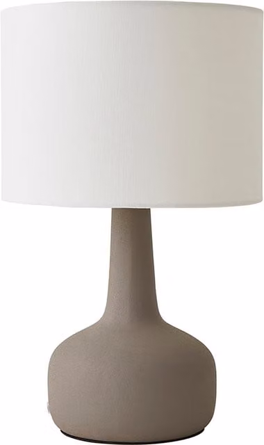 Hayley Ceramic Table Lamp with Linen Drum Shade in Grey and Beige