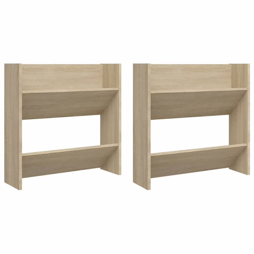 Berkfield Home Set of 2 Wall Mounted Shoe Cabinets in Sonoma Oak and Light Tan, W/D/H: 60 x 18 x 60 cm – 2